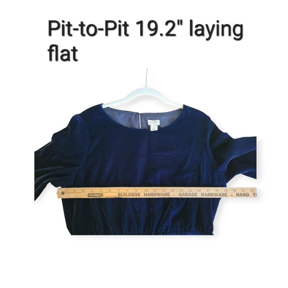 J Crew Factory Navy Velvet Dress Size 10 Long Sleeve Tulip Hem Workwear Chic - Picture 8 of 11